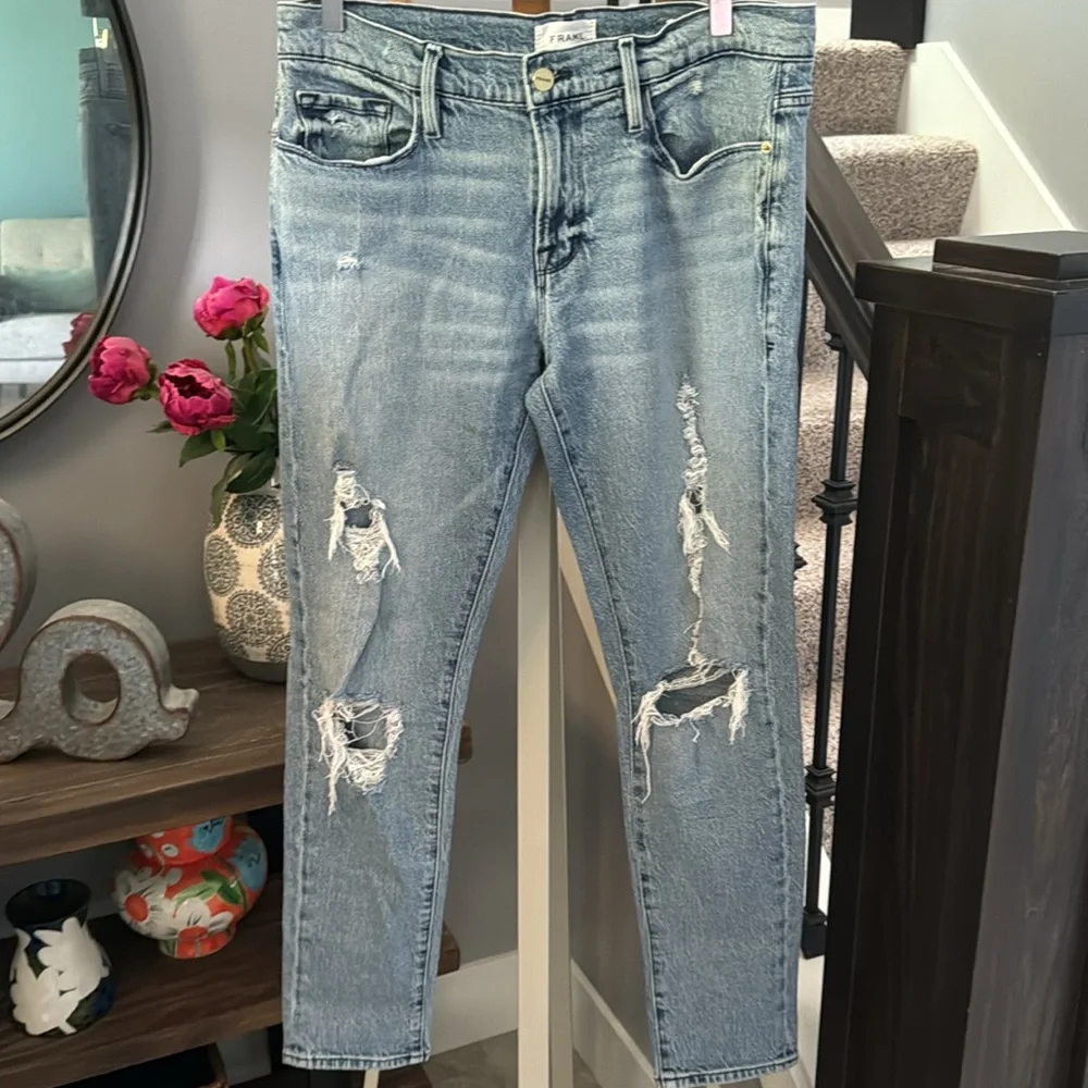 FRAME Le Garçon Beldon Rips Jeans - Picture 4 of 11